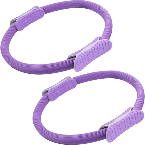 Lot de 2 cercles de yoga, de pilates et de fitness avec double poignée, roue de résistance violette pour exercices en salle de sport (1/5)