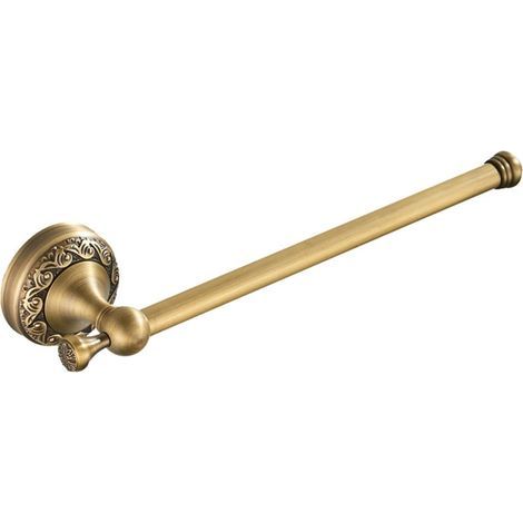 Anillo para toallas de latón antiguo de 29 cm, soporte abierto para toallas con exquisito diseño vintage tallado para montaje en pared en el baño, bronce cepillado. (1/5)