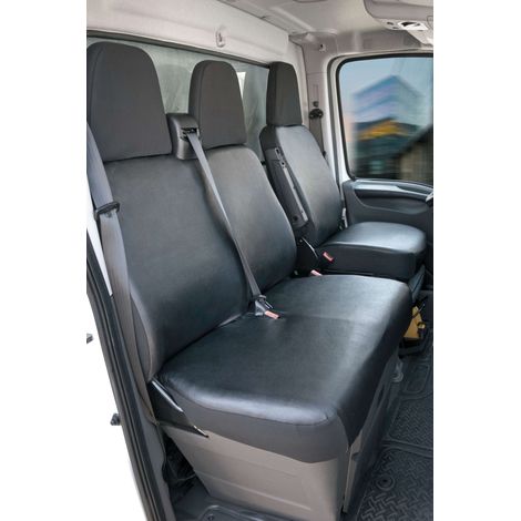 Passform Sitzbezug aus Kunstleder kompatibel mit Fiat Ducato, Einzelsitz Armlehne innen & Doppelbank (1/5)