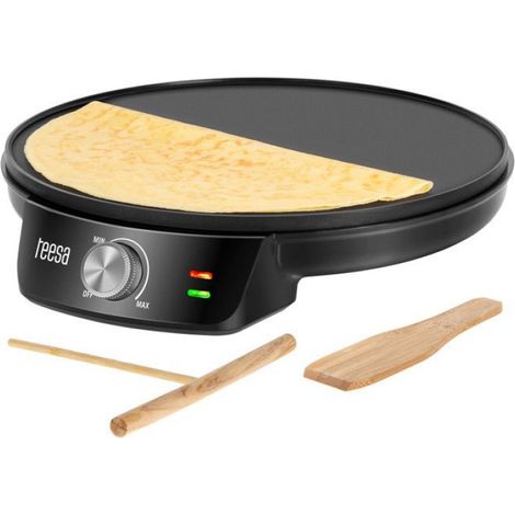 Crêpière Électrique - Plaque Antiadhésive 30 Cm - Puissance 1200 W - Réglage Continu De Température - Noir - 1 Pièce (1/5)
