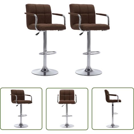 vidaXL Chaises de bar lot de 2 marron tissu (1/5)