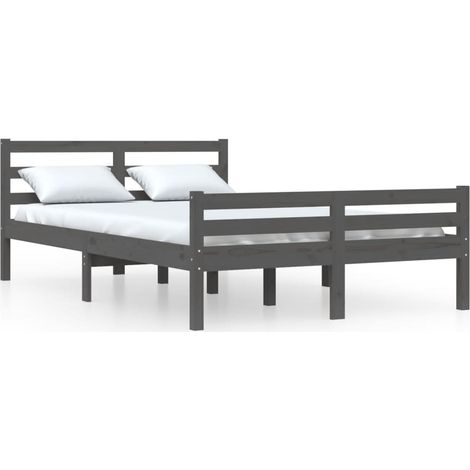 Lit double,Lit adulte,Cadre de lit sans matelas gris bois massif 120x200 cm CFW9612006 (1/5)