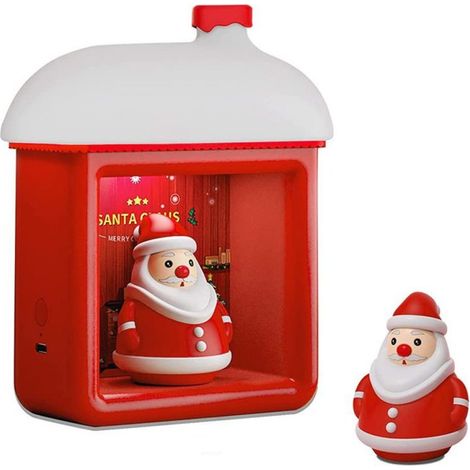 Lámpara de noche infantil para dormitorio, lámpara de mesita de noche USB, casita de Papá Noel iluminada en 3D, 3 niveles de brillo, interruptor magnético, recargable.