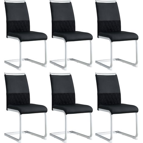 ELVMI Lot de 6 Chaises de Salle à Manger, Dossier en PU et Lin, Métal, Noir (1/5)