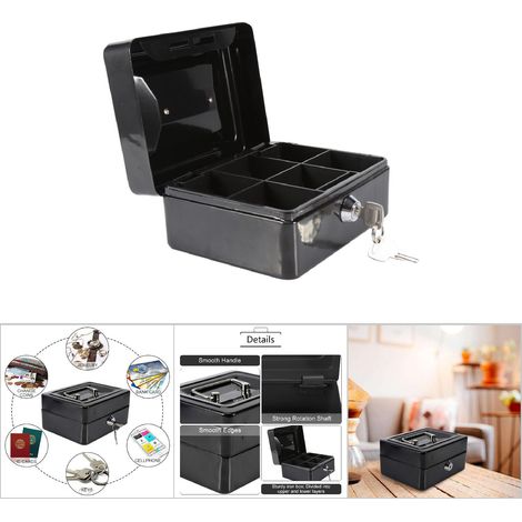 1 Pièce Mini Coffre-Fort Portable à Clé pour Argent Pièces Sécurité Maison Voyage Noir (1/5)