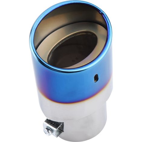 Embout de pot d'échappement arrière bleu chrome en acier inoxydable pour tube d'échappement droit universel voiture (1/5)