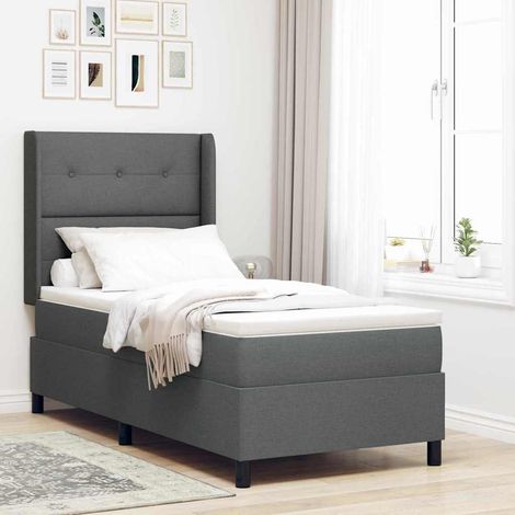 LED Boxspringbett mit Matratze Dunkelgrau 80 x 200 cm Stoff