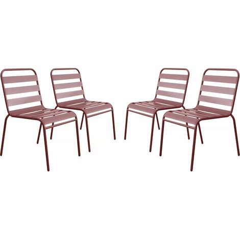 Lot de 4 chaises de jardin en métal empilables "Bilbao" - Terracotta
