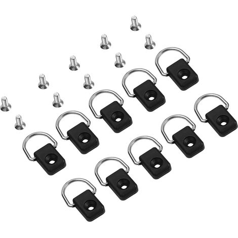 Lot de 10 Anneaux en D, Vis M6, Acier Noir Anticorrosif, Pour Canoë Kayak Pêche (1/5)