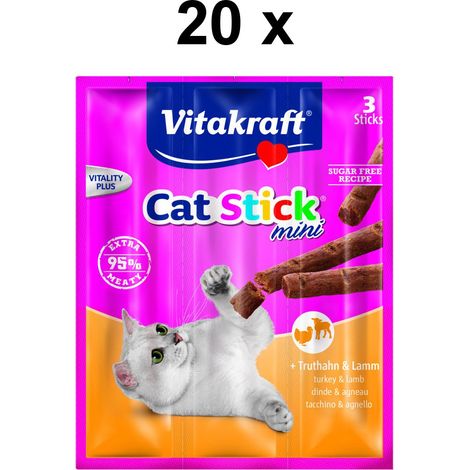 Vitakraft Friandise pour chats Cat-Stick mini Dinde & Agneau - 60 x 6 g