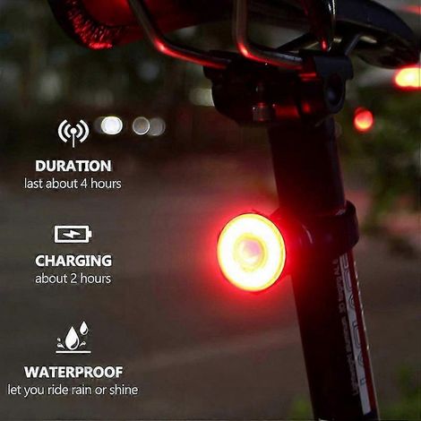 Juego de luces recargables por USB para bicicleta: luz delantera (luz blanca) y luz trasera (luz LED roja) para bicicleta de carretera.