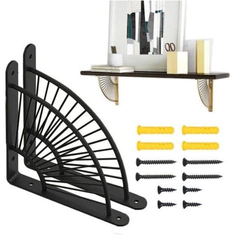 Support Équerre,2 Pcs Support étagère métal noir, Supports d'Angle (1/4)