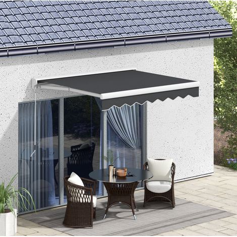 Tenda da sole elettrica 250x200 cm semi-cassetta, telecomando e manovella, inclinazione regolabile, alluminio grigio (1/5)