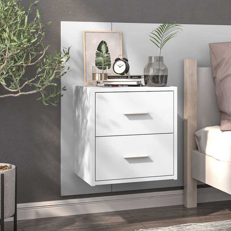 811001 vidaXL Wall-mounted Bedside Cabinet High Gloss White (1/5)