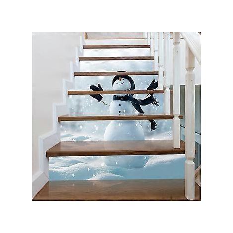 SZTXJ Weihnachtliche Treppenaufkleber – 3D – 7 kreative, abnehmbare Treppenaufkleber für Zuhause