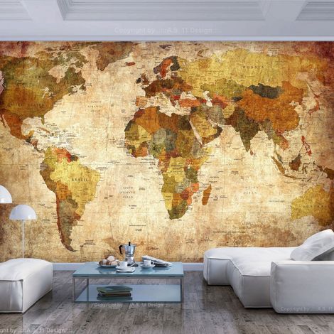 Papier peint adhésif Vieille carte du monde - 196 x 140 cm (1/4)