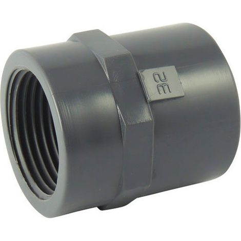 Manchon PVC femelle / femelle à visser et à coller - Ø A: 16mm | Ø B: 3/8''