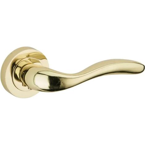 Béquille double laitonnée – Alliage fondu – Épaisseur de porte max 45 mm – Ressort de rappel pour installation rapide (1/2)