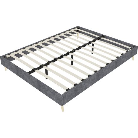 Estructura de cama moderna minimalista 140 x 200 cm gris en terciopelo holandés, base baja (1/5)