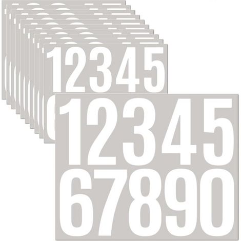 Lot de 10 autocollants numéros de maison – 76 mm – Blancs – Résistants à l'eau – Boîte aux lettres, porte (1/5)