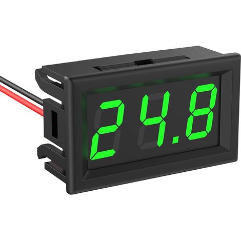 Mini voltmètre numérique DC 5 V  120 V, 0,56 pouce, 2 fils, testeur de tension, affichage LED, pour véhicules, camions et motos (vert) (1/5)
