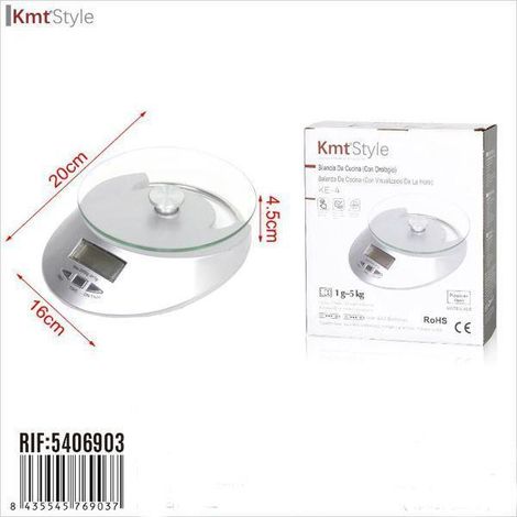 balanza bascula de cocina precisa 5 kgs - 1gr con reloj con certificacion ce y rohm kmtstyle