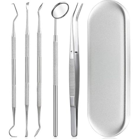 Kit d'hygiène dentaire - 5 pièces en acier inoxydable argenté (1/5)