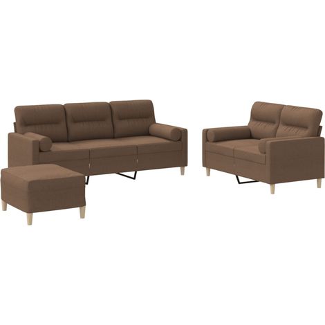 Maison Exclusive - Set di Divani 3 pz con Cuscini Marrone in Tessuto (1/5)