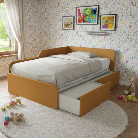 Divano letto singolo 120x190 con cassettoni - Ideale per camerette - Zolfo (1/5)