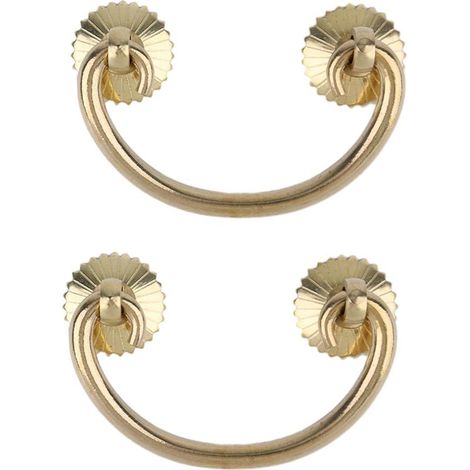 Set aus 2 Retro-Möbelgriffen aus Messing, Lochabstand 7,5 cm und 5,6 cm, antike Möbelaccessoires, Schubladengriff, Ring (1/5)