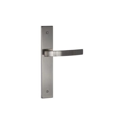 Quincadeco – Poignée de porte d'intérieur sans trou nickel mat – Entraxe 195mm – Pour porte épaisseur 38 à 46mm – Garniture complète en acier et aluminium