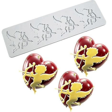 Tapis de cuisson en dentelle de sucre en forme de Cupidon - Accessoires de pâtisserie DIY pour la Saint-Valentin (1/4)