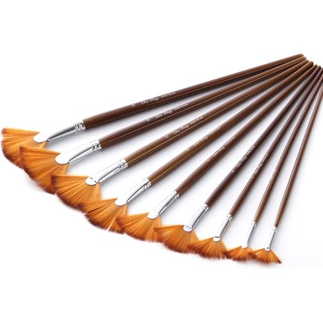 Pinceau Peinture - Ensemble de 9 Pinceaux en Nylon Souple pour Aquarelle Huile Acrylique Gouache - Usage Artistique et Scolaire (1/5)