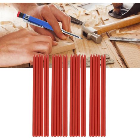 24 recambios de lápices de carpintero, mina de grafito de 2,8 mm, amarilla, de larga duración.