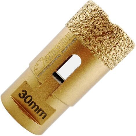 Forets Diamant 30mm Brasé Sous Vide et Trépans avec Filetage M14 pour Perçage à sec en Porcelaine Carrelage Granit Marbre (1/5)