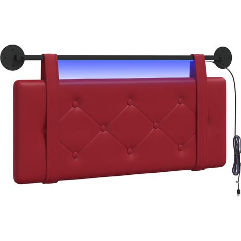 Maison Exclusive - Tête de lit suspendue Avec lumière LED Bordeaux Simili cuir (1/5)
