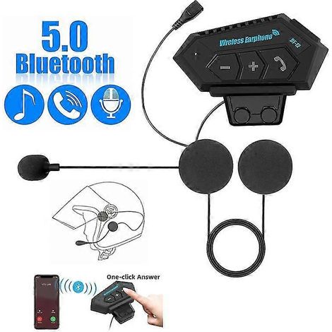 Écouteurs Bluetooth BT12 pour casque moto, partage de musique, réduction de bruit, mains libres, Bluetooth V4.2 avec microphone intégré, pour moto. (1/4)