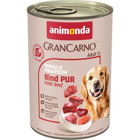 Animonda GranCarno Hundenassfutter Adult Single Protein getreidefrei 400 g Rind Nassfutter Hunde