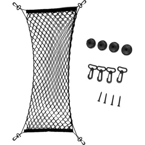 Filet de rangement élastique en nylon pour coffre de voiture avec crochet sécurisé pour bagages et petits articles (1/5)