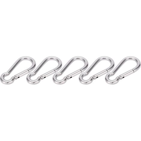 Lot de 5 mousquetons de 70 mm en acier inoxydable haute résistance avec ressort, pour sac à dos d'escalade (1/5)