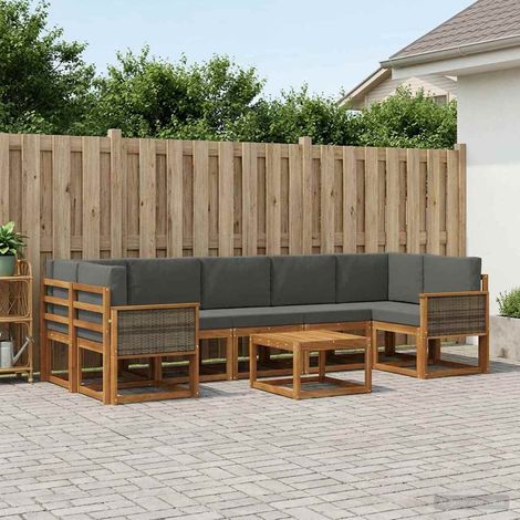 vidaXL Outdoor-Sofagarnitur mit Kissen 6 pcs Natur und Anthrazit (1/5)