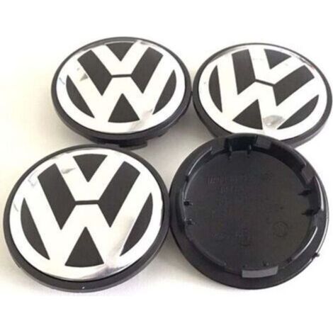 Cache-moyeux pour Volkswagen 65mm – Lot de 4 – Noir/Chrome – PC+ABS – Protection contre poussière et débris - 3B7601171 (1/4)