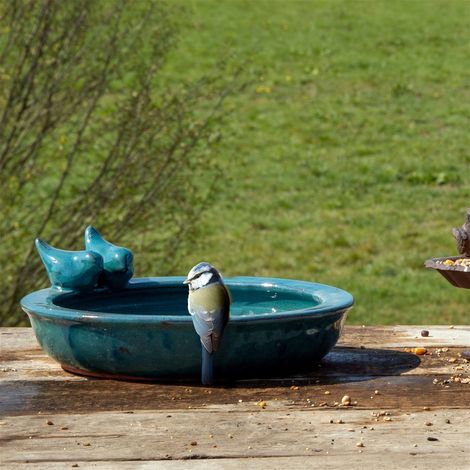 Vogeltränke rund M, petrol, Keramik (1/2)