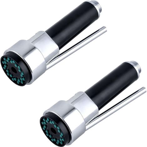 Lot de 2 Douchette Robinet Cuisine Laiton Douchette Evier Cuisine Rétractable Mitigeur Douchette Remplacement pour Robinet Douchette Extensible, Chromé, G1/2 (1/5)