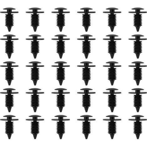 30 Lot Clips Poussée pour Sapin Voiture Pièce Rechange Diamètre La Tige 9mm Longueur Totale 25mm Largeur 18,5mm Rivets Plastique Fixations pour Calandre Garde-Boue Couvercle Moteur (1/5)