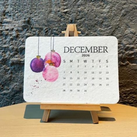 2027 White Wildflower Seed Paper Calendar - Plantable, Biodegradable Germinating Seed Paper Calendar A12 (without stand) - Eco-friendly Plantable Love Seed Calendar