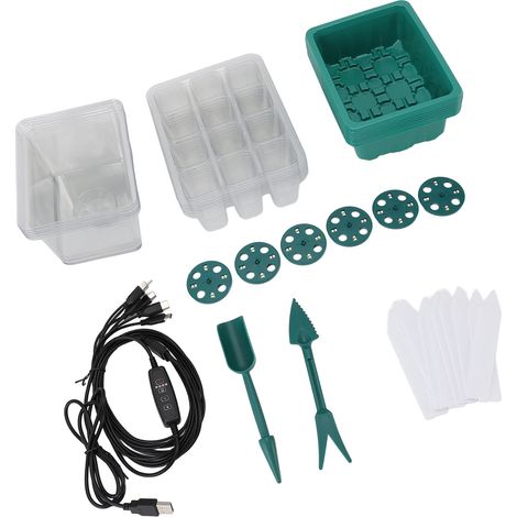 Coffret de 6 Bacs de Semis Plantes Réutilisables en PET Transparent avec Dôme Ventilé Humidité et LED Spectre Complet pour Jardin (1/5)