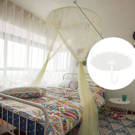 Lot de 2 Crochets de Moustiquaire de Plafond Adhesif Crochets pour Ciel de Lit Suspension de Lit Superposé Super Colle Crochets de (1/4)