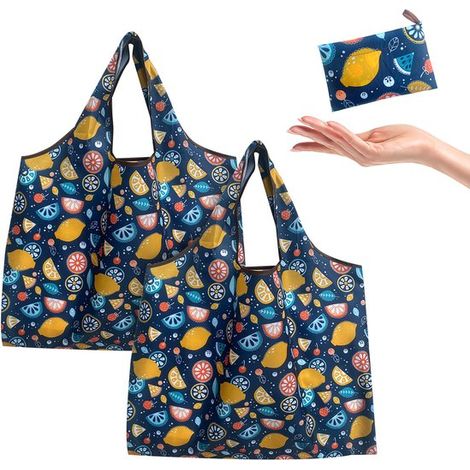Bolsas de la compra，2 unidades，5240 cm，1410 cm plegadas，Bolsa de supermercado portátil，Bolsa de la compra ecológica，Bolsa de tela Oxford (1/5)