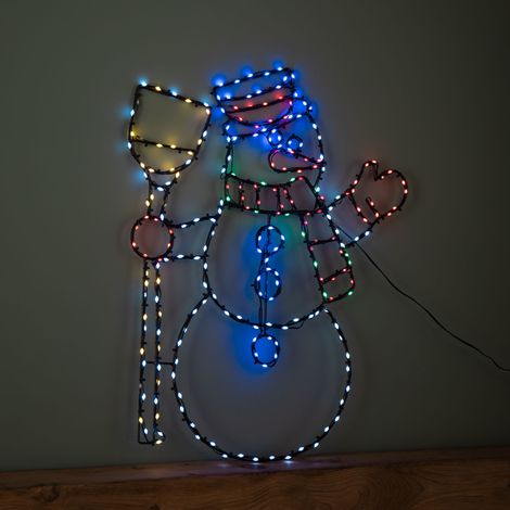 59cm x 45cm Light up FlexiBrights Christmas Snowman Silhouette with 238 Multi-Coloured LEDs (1/5)